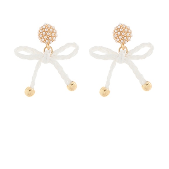 Raffia Ribbon Drop Earrings - Picture 1 of 6